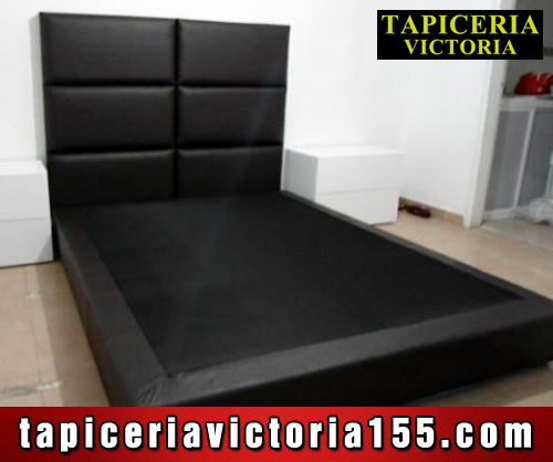 16 Cabecera en cuadros negros altos y base tapizada - Tapiceria Victori